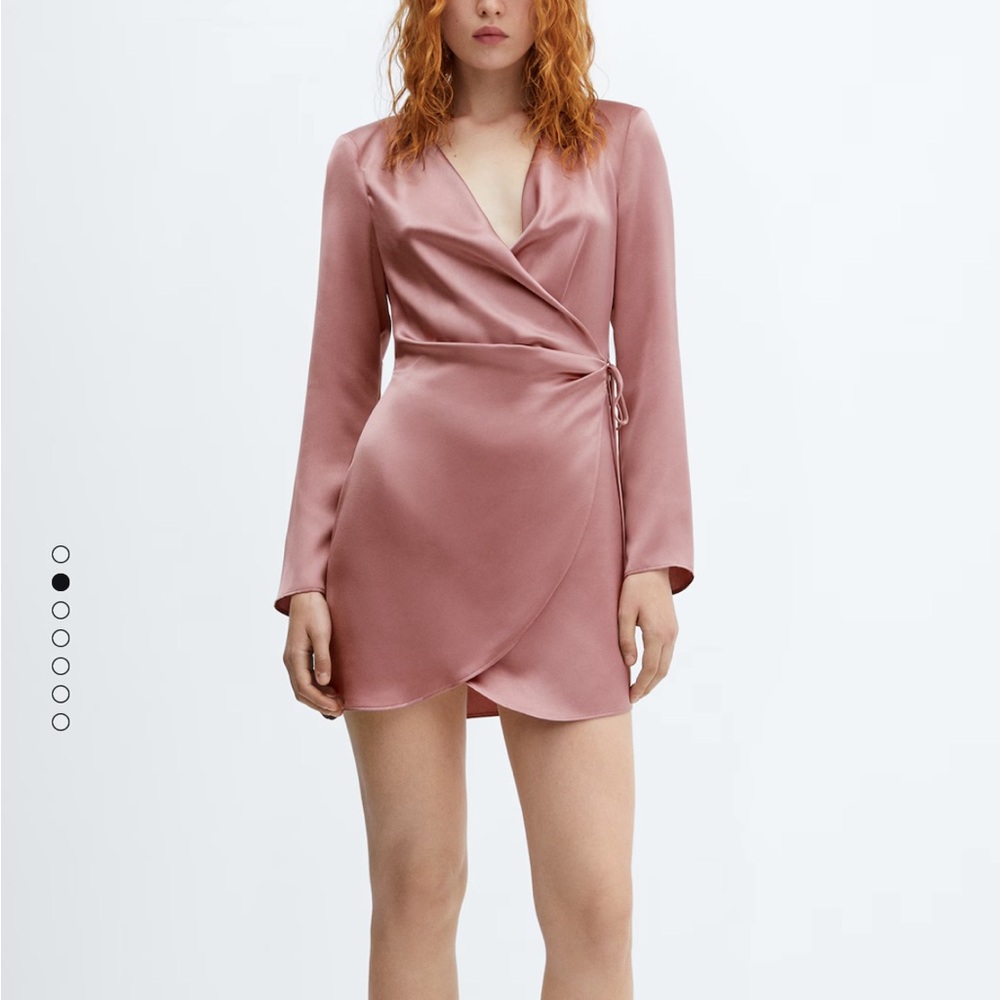 MANGO Wrapped Satin Dress